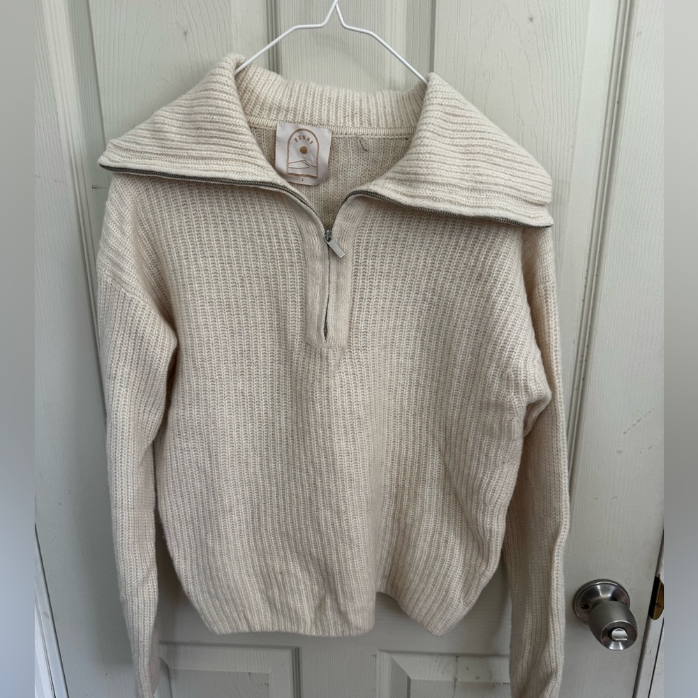 Sunny 1/4 Zip 100% Cashmere Sweater Size 1 Cream